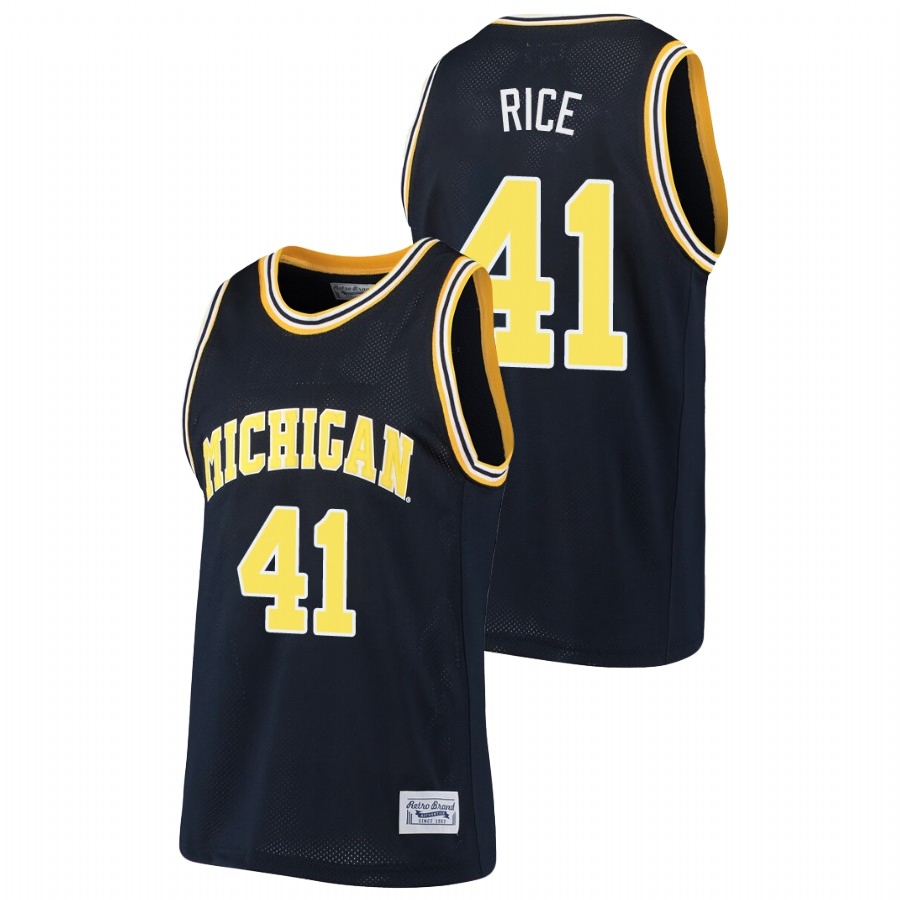 Michigan Wolverines Men's NCAA Glen Rice #41 Navy Alumni College Basketball Jersey VZJ0249KT